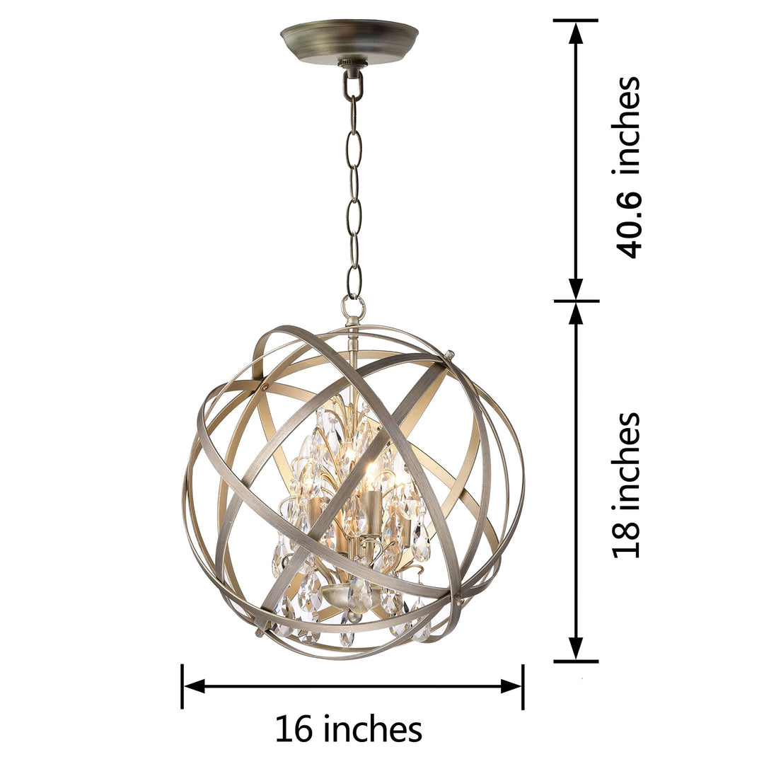 The Lighting Store Benita 4-Light Light Gold with Bronze Metal Crystal Orb