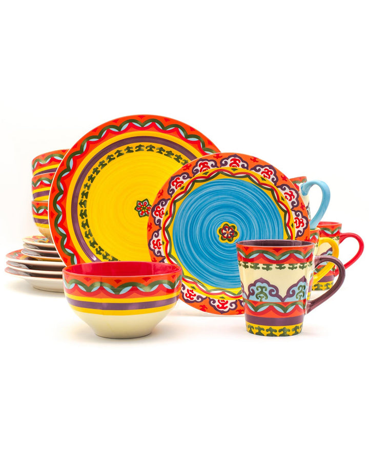 Euro Ceramica EC-GAL-1001 Galicia Collection Andalusian-Inspired 16 Piece