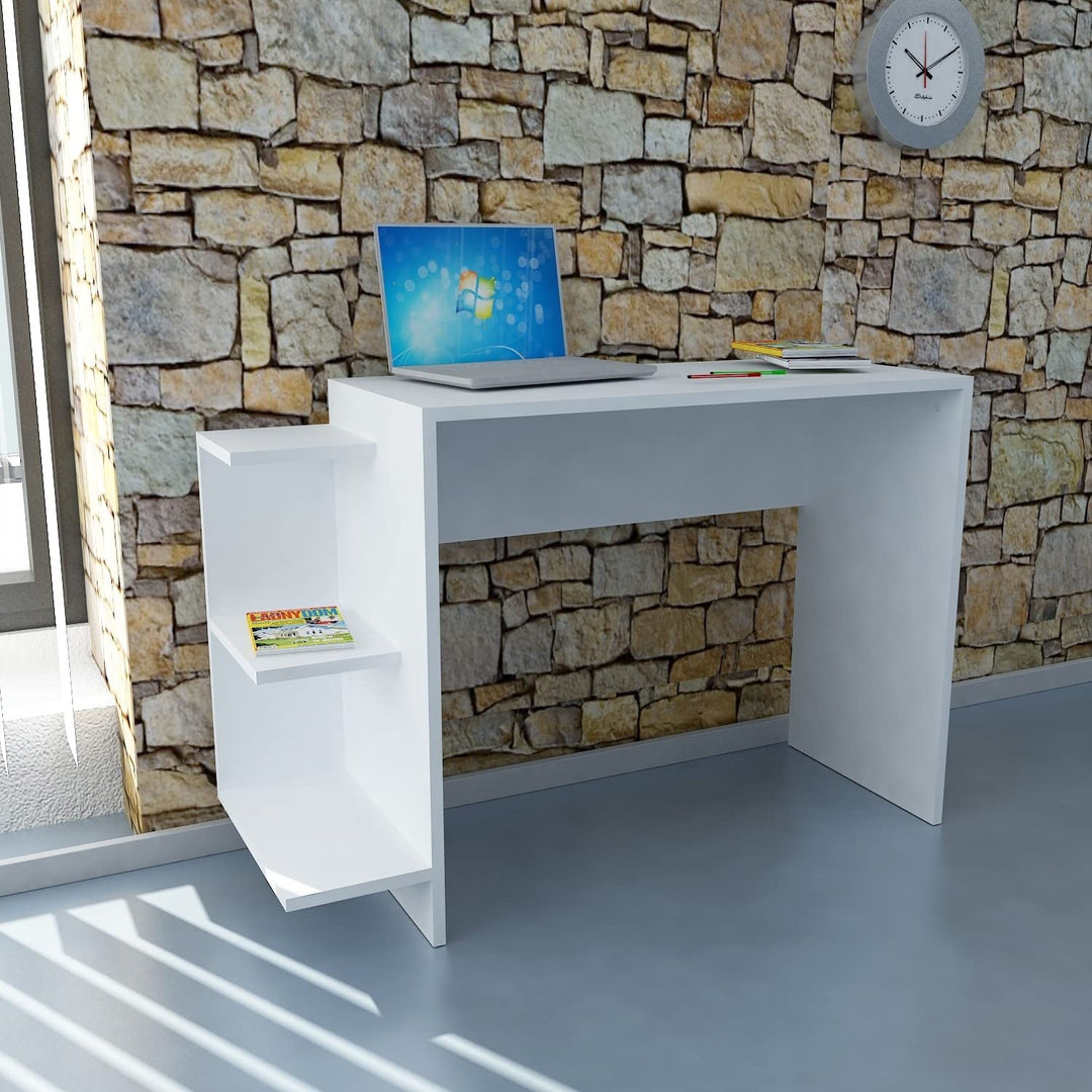 Modern Desk White Contemporary Rectangular Wood Finish Includes Hardware