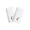 Authentic Hotel and Spa 2-Piece White Turkish Cotton Hand Towels with Brown