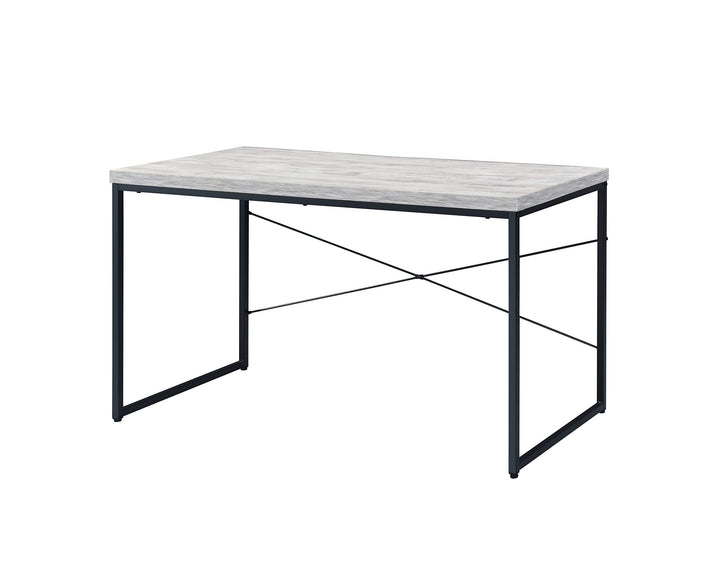 Acme Jurgen Wooden Rectangle Top Writing Desk in Antique White and Black