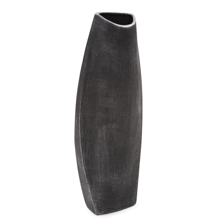 Howard Elliott Tall Free Formed Ceramic Vase in Textured Black