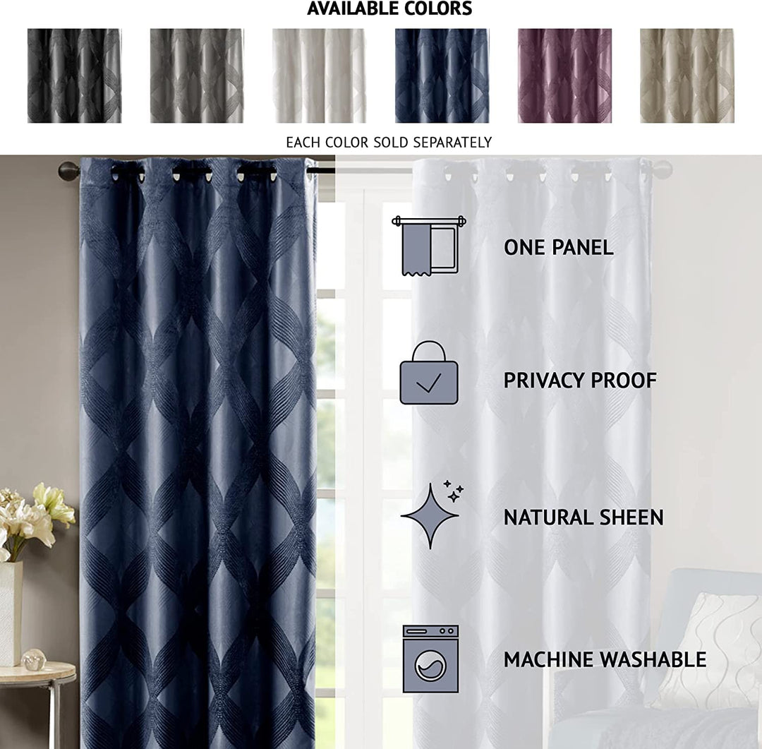 Sun Smart Bentley otal Blackout Curtains Window Ogee Knitted Jacquard Grommet 50"W X 95"L - Charcoal