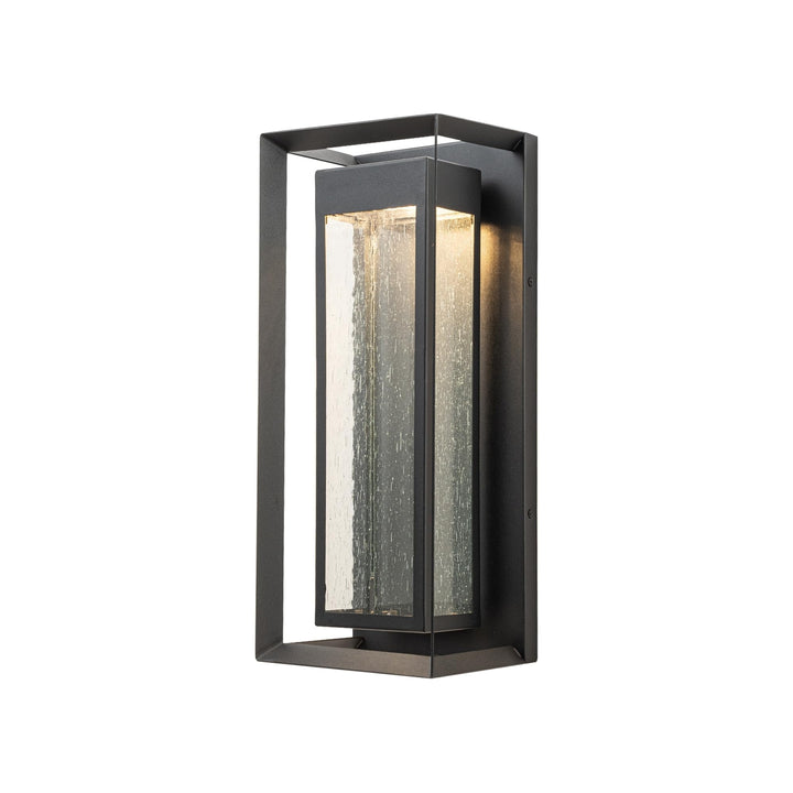 18" Outdoor Led Wall Sconce with Seeded Glass Black Modern Contemporary Led - Diamond Home USA