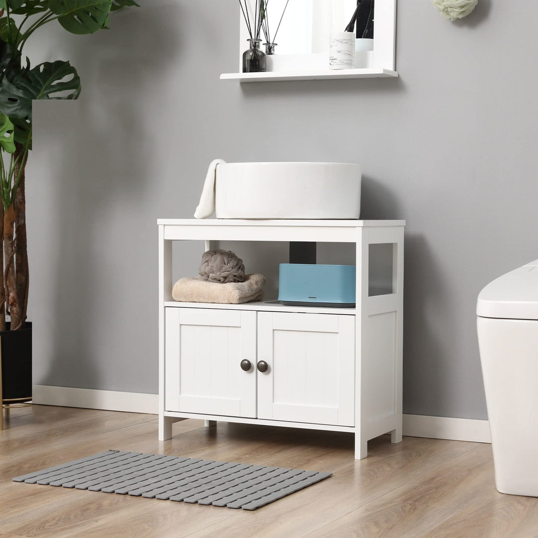 Pedestal Under Sink Cabinet with Double Doors Modern Bathroom Vanity Storage