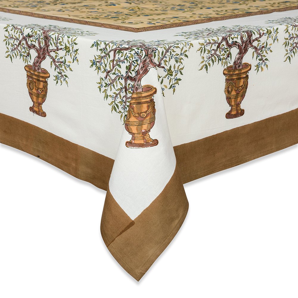 Couleur Nature Olive Tree Tablecloth 71-inches by 71-inches Gold/Blue Square - 71-inches by 71-inches