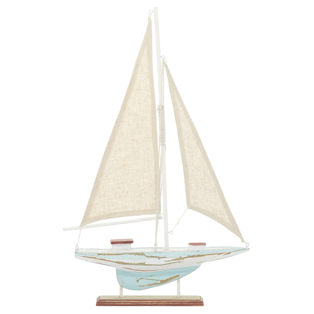 Brown Pine Coastal Sculpture Sail Boat 22 X 14 2 Nautical Wood