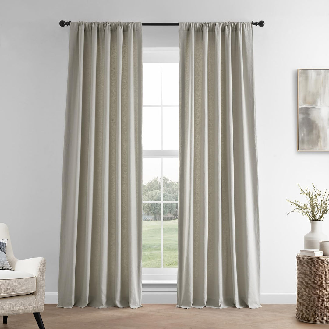 HPD Half Price Drapes French Linen ins 108 Inches Long Room Darkening 50 X 108 - Fresh Khaki