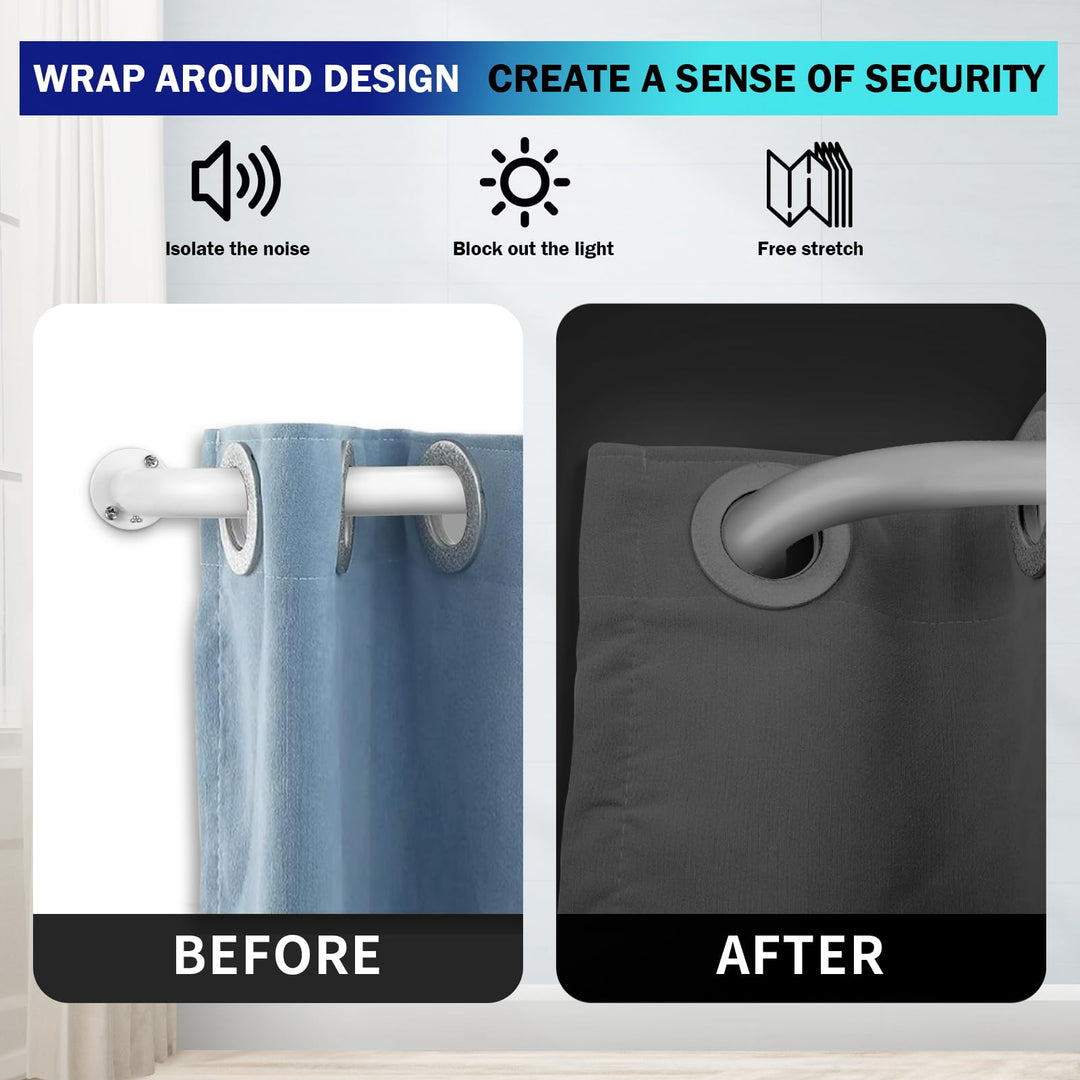 Energy aving Wrap Around Black Out Return Adjustable Window Curtain Metal Rod 84"-120" - Glossy White