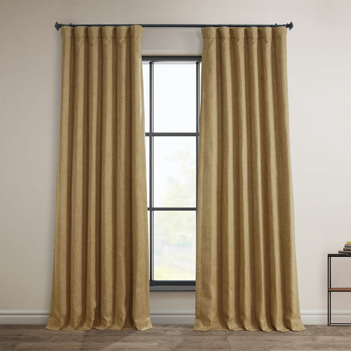 HPD Half Price Drapes Faux Linen Room Darkening Curtains - 84 Inches Long Luxury 50 X 84 - Butterscotch