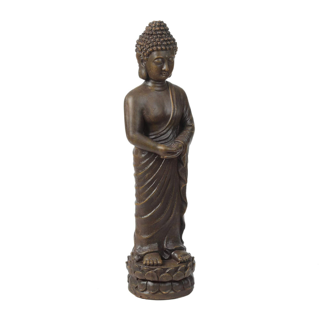 Brown Mgo tative Standing Buddha Garden Statue Oriental Magnesium Oxide