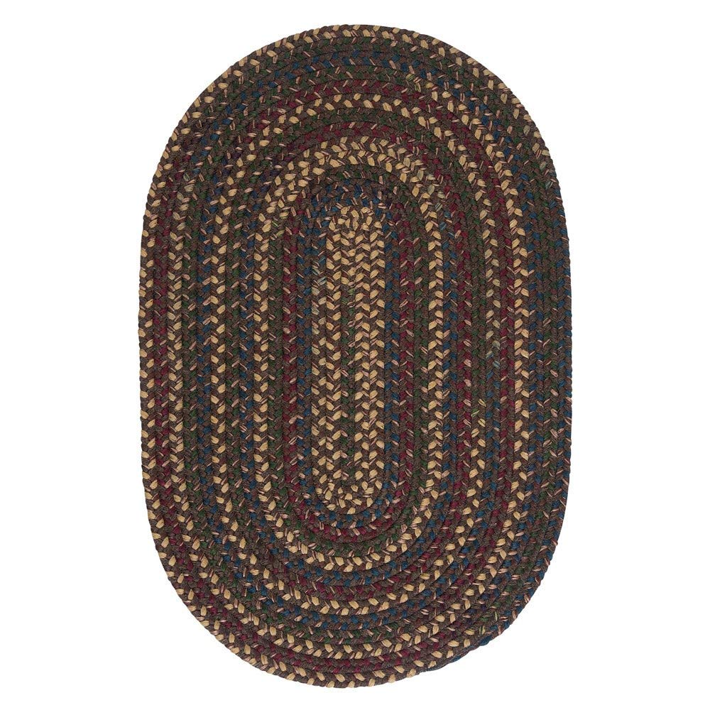 Oval Farmhouse Rug Chocolate Brown Braided Weave Oblong Area Rug Reversible 3' x 5' Oval - Java