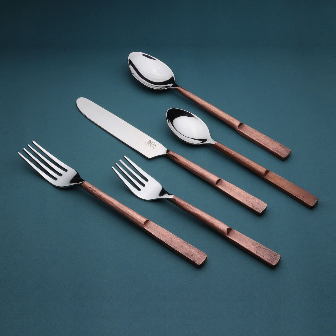 INOX Artisans Celia Copper Antique 20 Piece Flatware Set