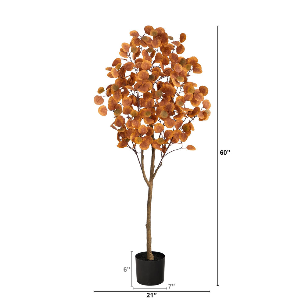 5' Autumn Eucalyptus Artificial Tree Black Handmade - Diamond Home USA