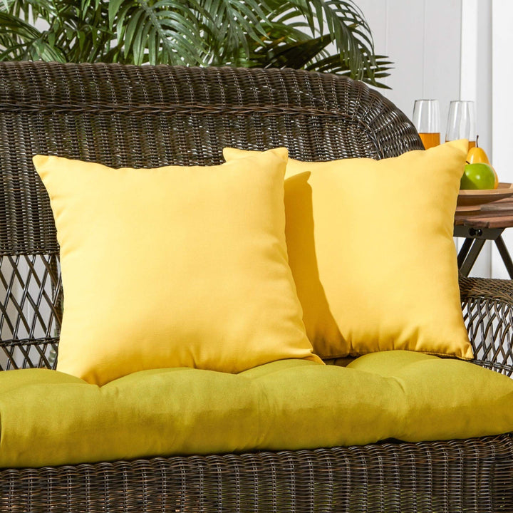 Driftwood Yellow Outdoor 17-inch Accent Pillow (Set of 2) Solid Modern