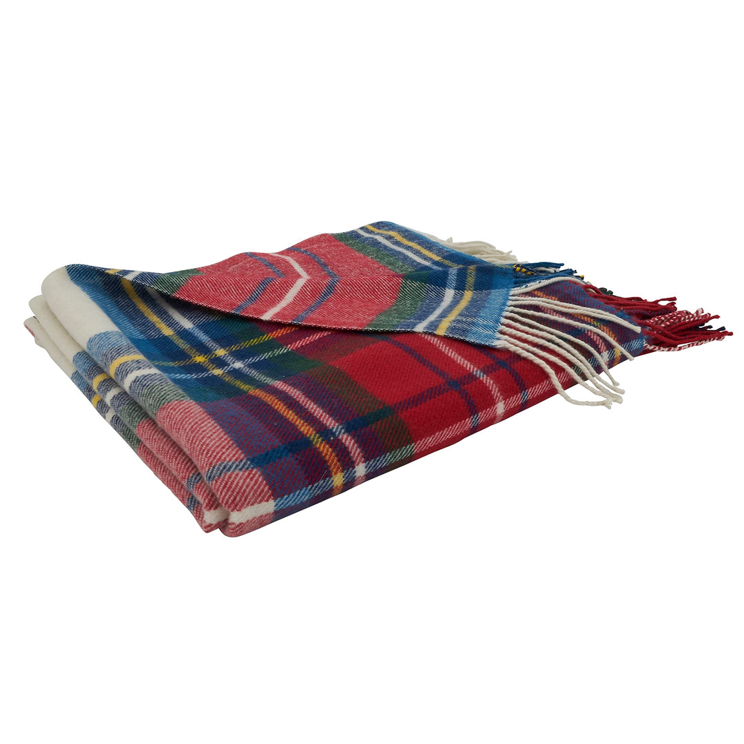 Casual Throw Blanket with Plaid Design Red Country Acrylic