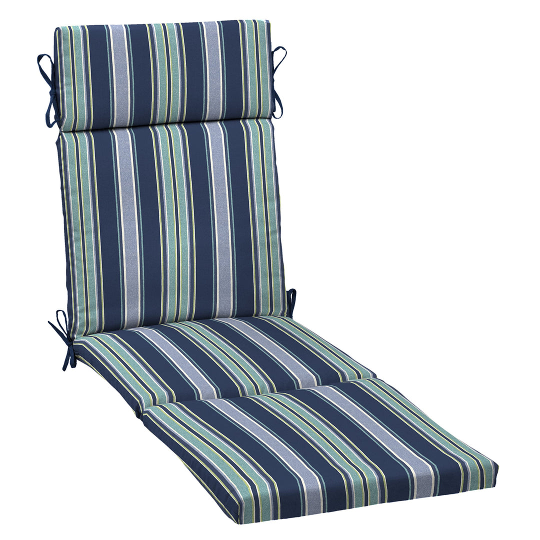 Arden Selections Outdoor Chaise Cushion 1 x 7 Water Repellent Fade Resistant 72 in L x 21 in W x 2.5 in H - Sapphire Blue Leala Stripe