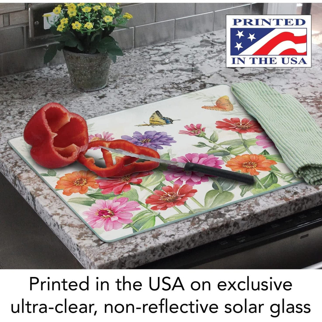 Butterflies 3mm Heat Tempered Glass Cutting Board 15" X 12" Made in The USA