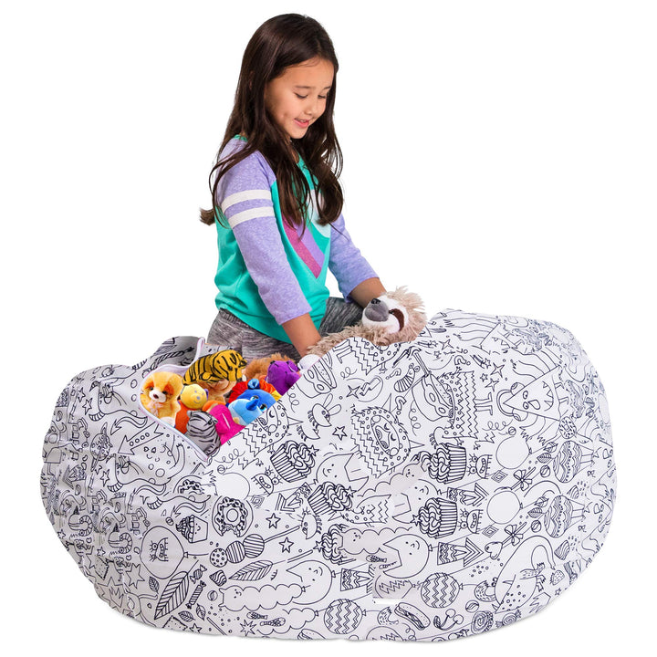 Posh Creations Stuffable Kids Stuffed Animal Storage Bean Bag Chair Cover