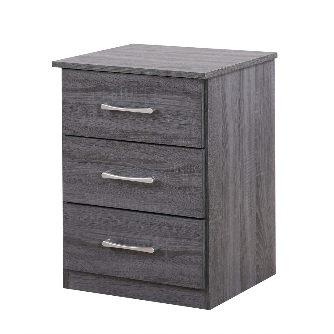 Boston 3-Drawer Wooden Nightstand - Grey Modern Contemporary Laminate MDF Ash Gray