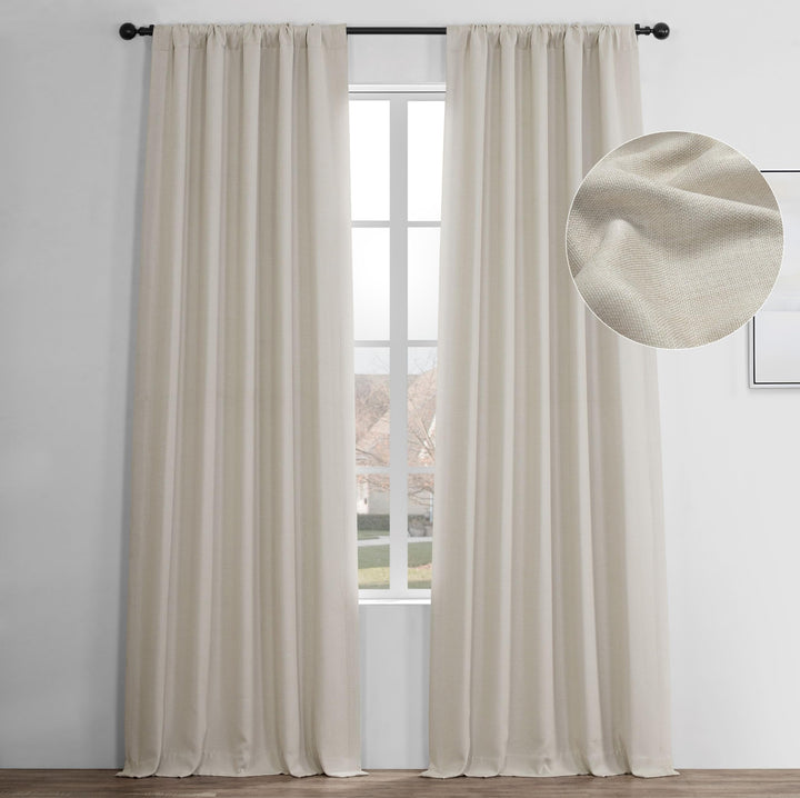 HPD Half Price Drapes Faux Linen Room Darkening Curtains - 84 Inches Long Luxury 50 X 84 - Birch