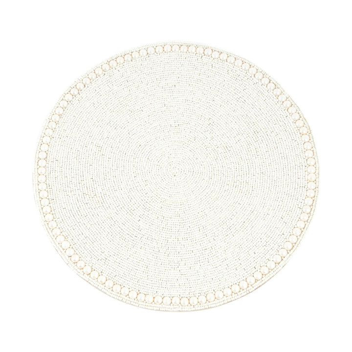 Saro LifeStyle 990.VN15R Glass Beaded Placemat Vanilla 15" (Set of 4 pcs)