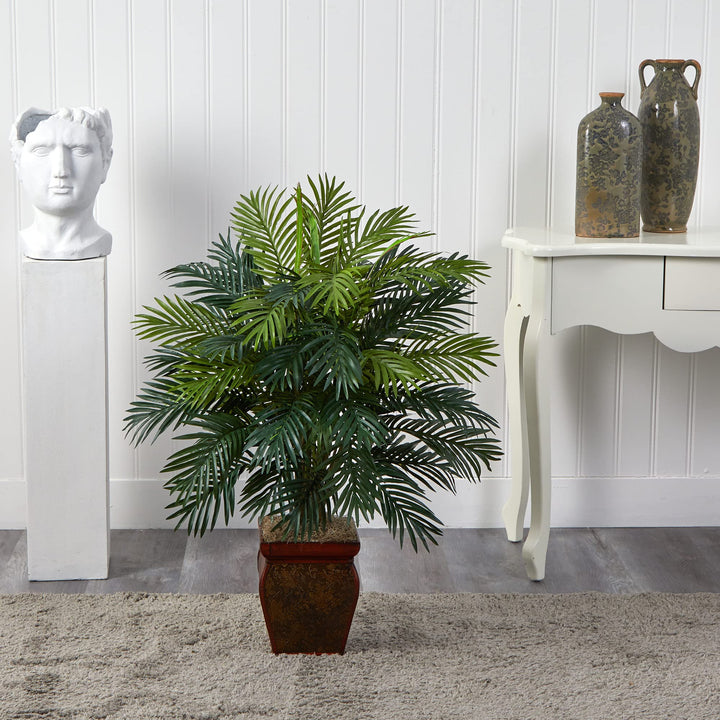 Nearly Natural Areca with Decorative Planter Silk Plant