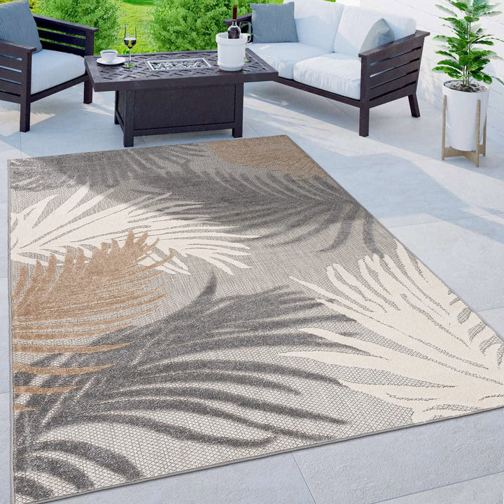 Rugshop Lucca Contemporary Floral Indoor/Outdoor Area Rug 6' 6" x 9' Gray 6' 6" x 9' - Gray