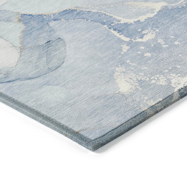 Machine Washable Indoor/ Outdoor Abstract Marble Chantille Rug