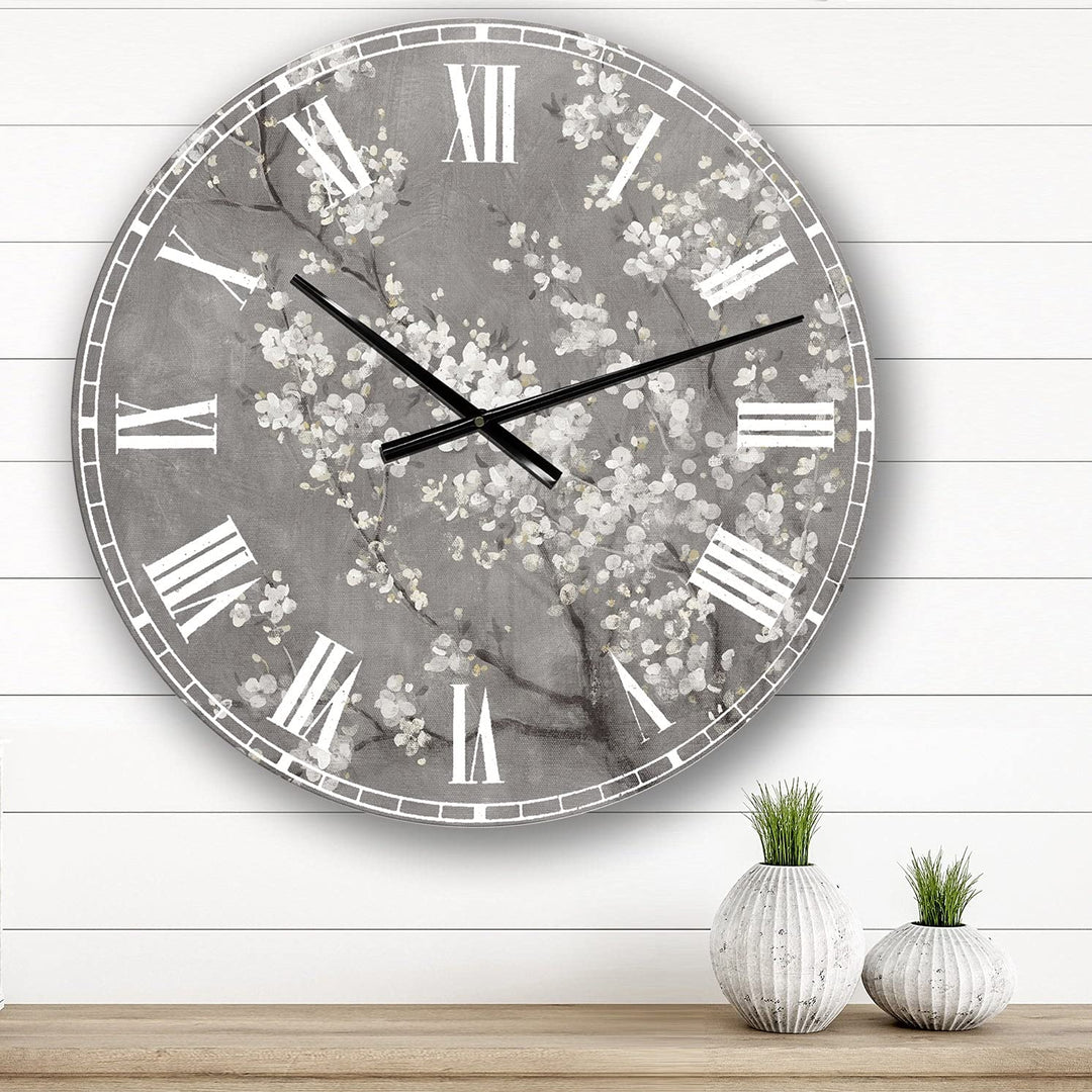 Desgn Art Desgnart 'Indgold Grey Peones III' Farmhouse Large Wall Clock 23 23 in. wide x 23 in. high