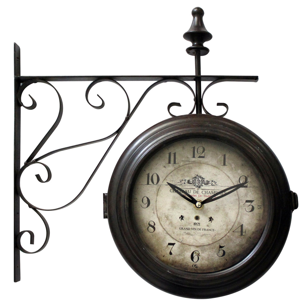 Yosemite Home Decor Double Sided Iron Wall Clock Multicolor