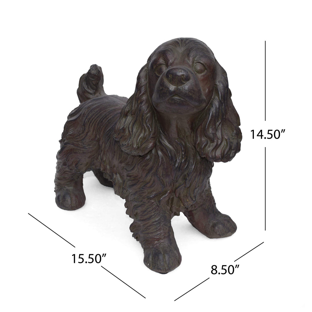 Brown Cocker Spaniel Statue Dog Sculpture Outdoor Garden Porch Backyard Lawn