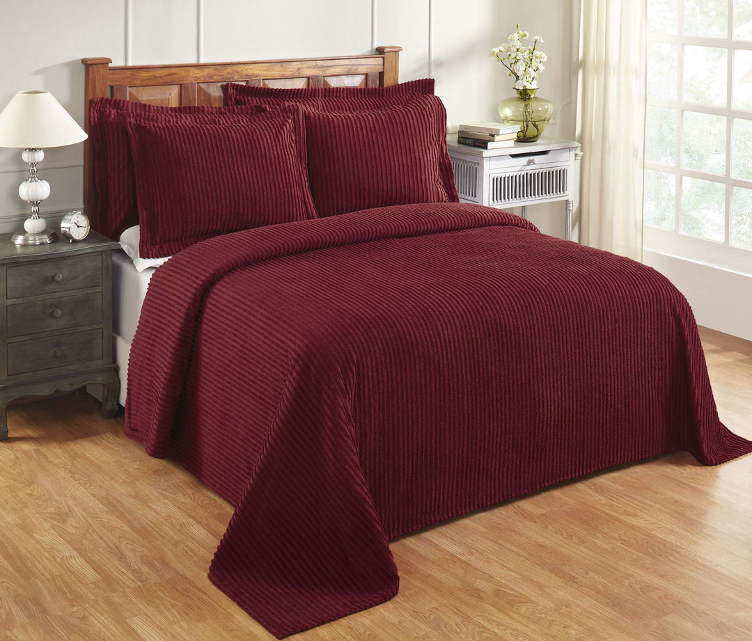 Better Trends Chenlle Bedspreads Queen Jullan Collecton Bold Strpes Desgn Burgundy - Queen