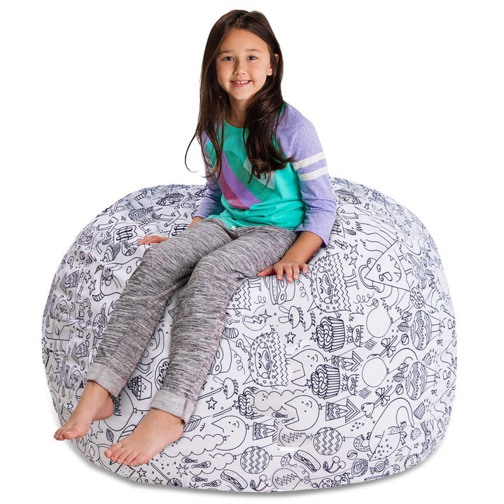 Posh Creations Stuffable Kids Stuffed Animal Storage Bean Bag Chair Cover