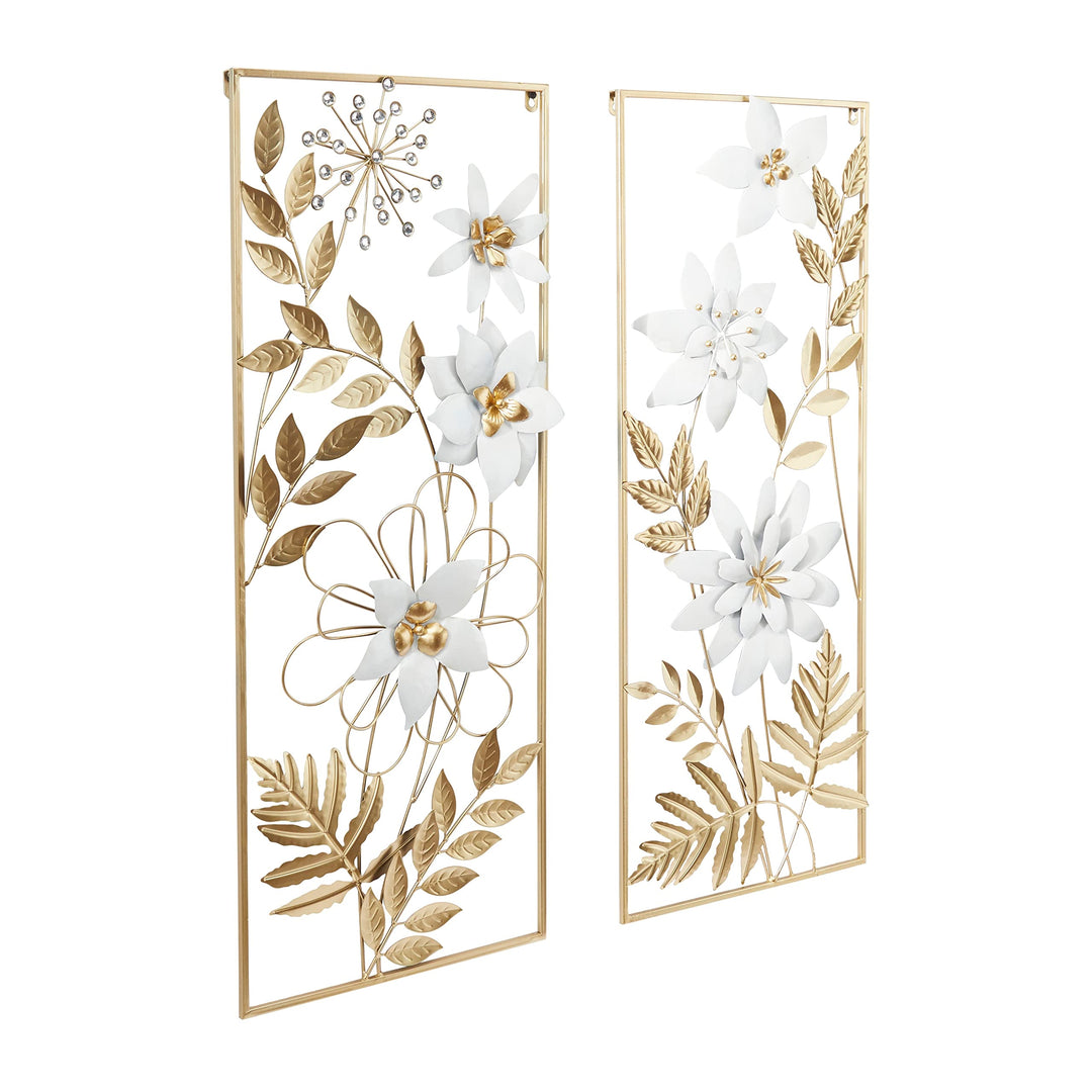 Gold Metal Coastal Floral Wall (Set Of 2) Nautical