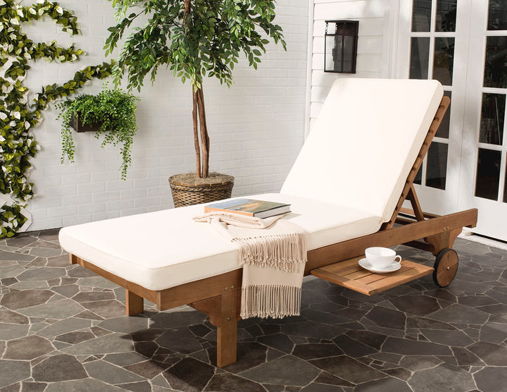 SFVIEH Outdoor Collection Newport Natural/ Beige Cushion Built-in Side Table