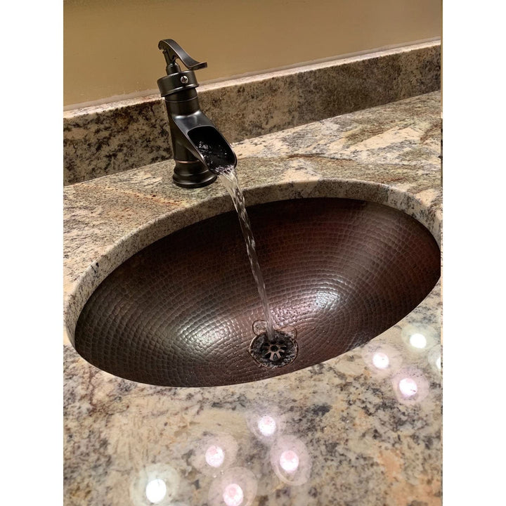 19" Rustic Farmhouse Oval Copper Bathroom Sink X 14" 5" Black Brown Multi