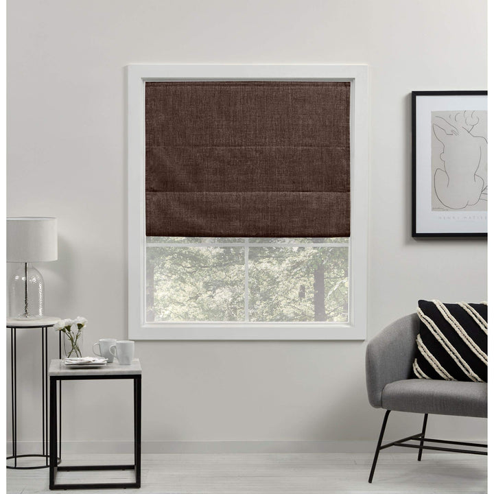 Exclusive Home Acadia 100% Blackout Polyester Roman Shade 31"x64" Chocolate 1 31x64 - Chocolate