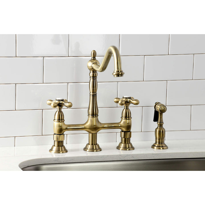 Kingston Brass Heritage 8" Center Kitchen Faucet with Side Sprayer Polished