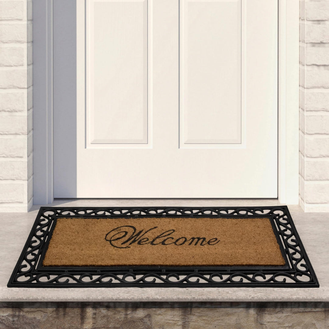 Black and Natural Coir ctangular Welcome Doormat 22" X 48" 48 Brown Classic