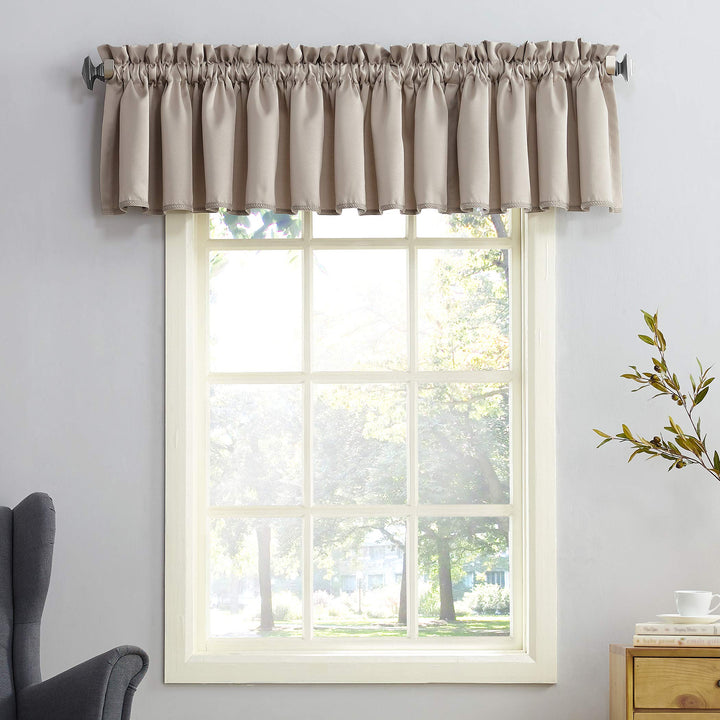 Sun Zero Barrow Energy Efficient Rod Pocket Curtain Single Valance stone