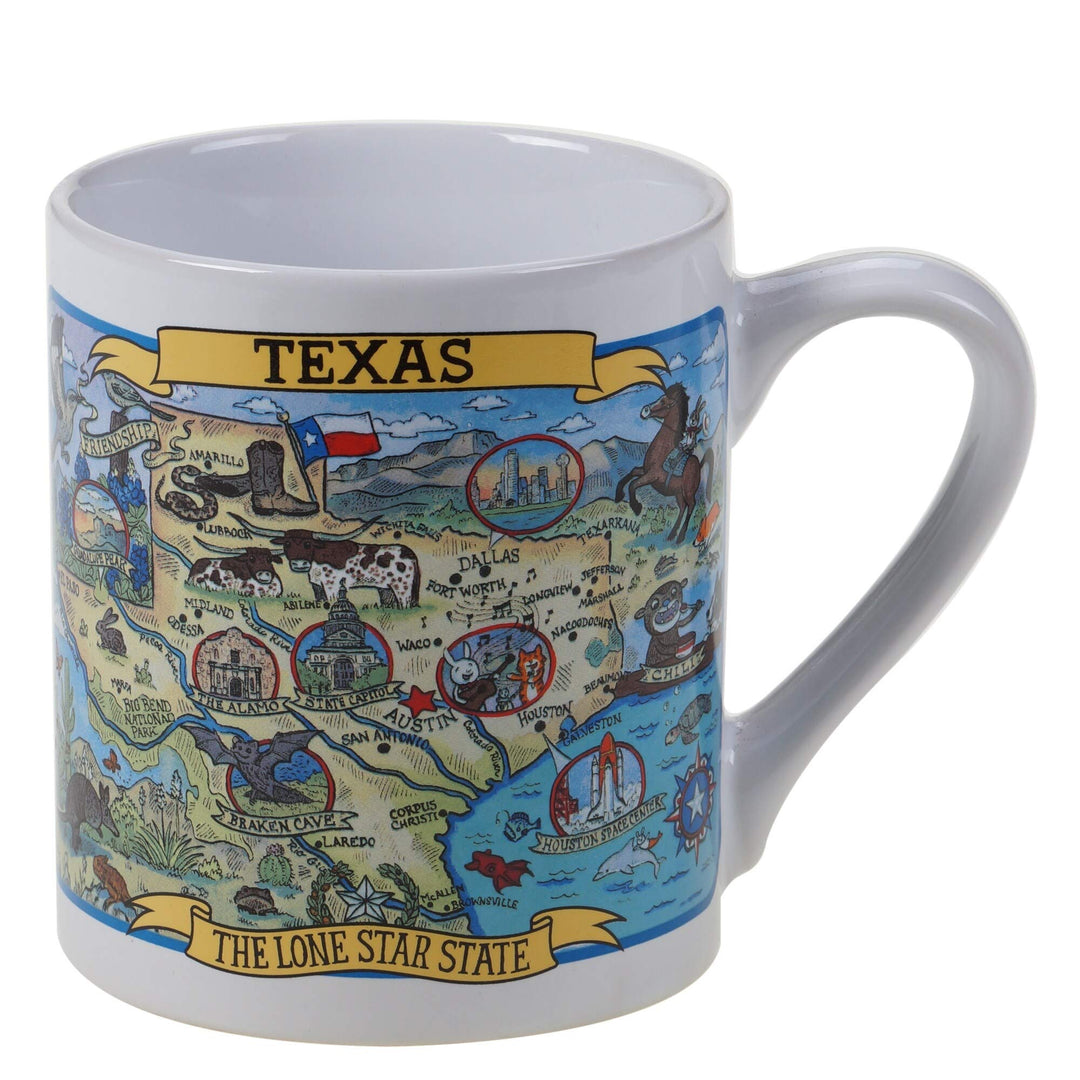 Texas Souvenir 20 Oz. Jumbo Mugs (Set Of 6) Blue Multi Color White Coastal