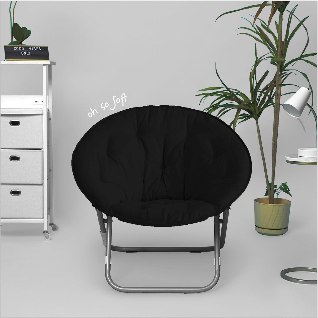 Urban Lifestyle Microsuede Foldable Saucer Chair Black 27D x 32W x 29.5H in