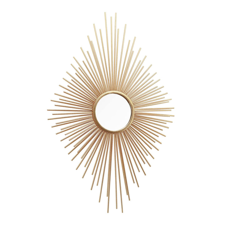 Metal Sunburst Wall Mirror Diamond Shaped Champagne Gold Farmhouse