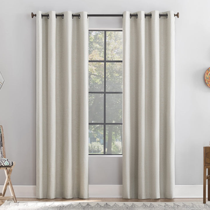 Archaeo Textured Linen Blend Grommet Top Curtain 50" x 84" White White - 50" x 84"