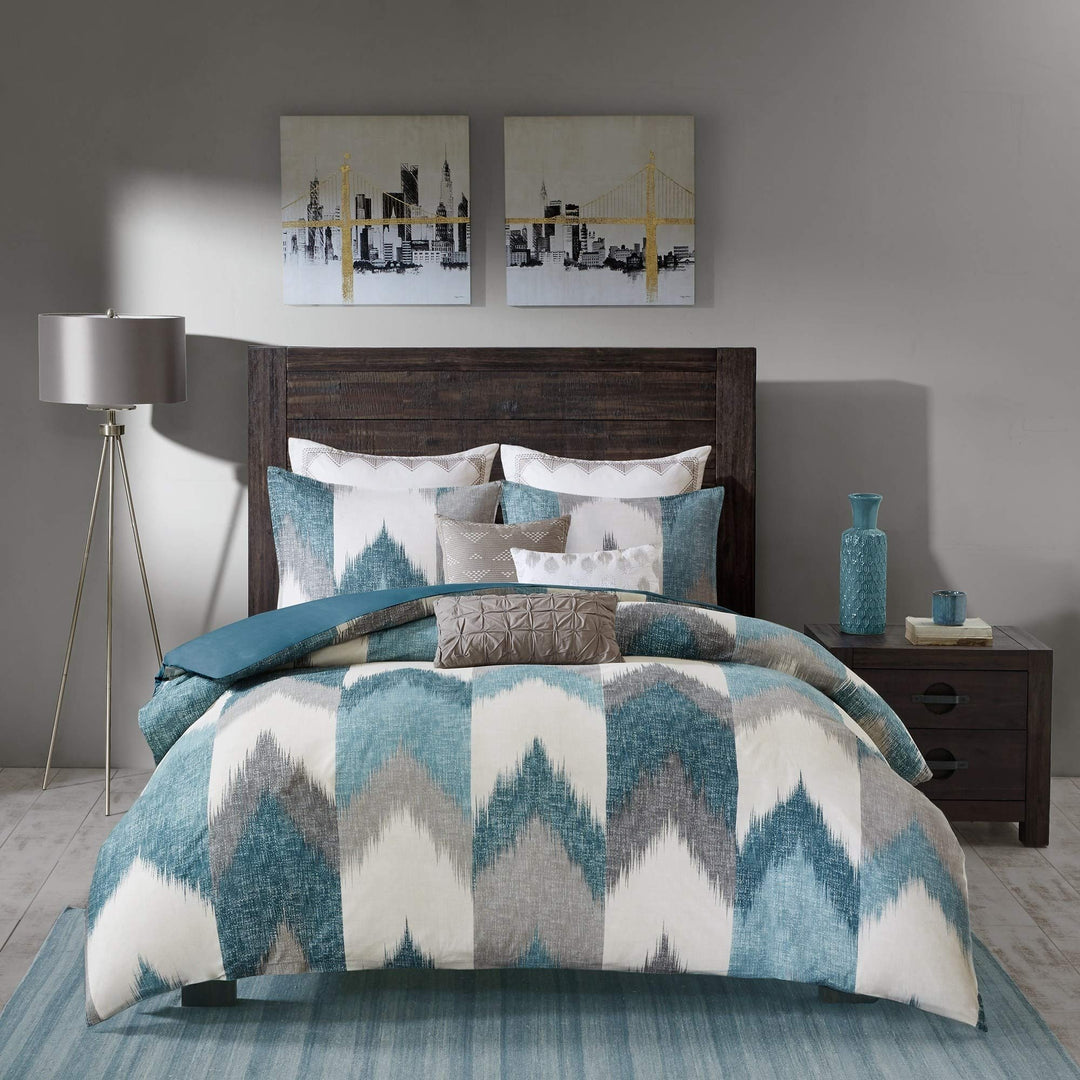 3 Piece Teal Blue Southwestern Comforter Full/Queen Southwest Bedding Set Native Full - Queen