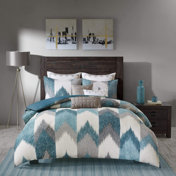 3 Piece Teal Blue Southwestern Comforter Full/Queen Southwest Bedding Set Native Full - Queen