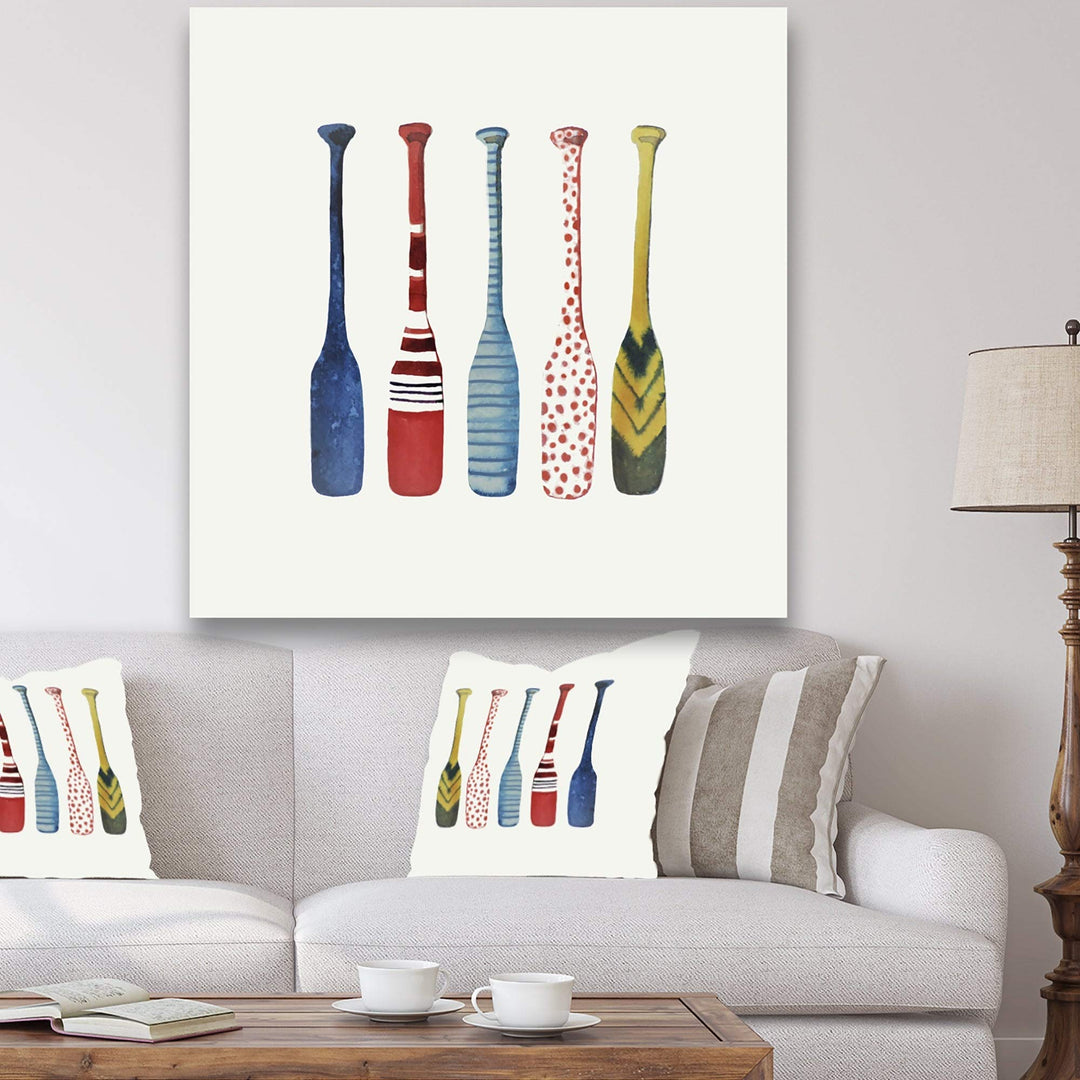 DESIGN ART Designart "Five Paddles" Lake House Canvas Wall Art in. Wide x 36 in. wide x 36 in. high