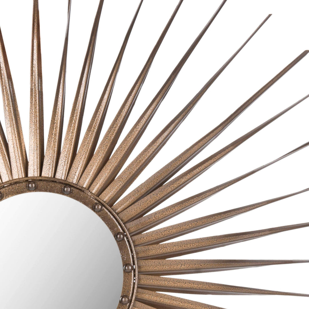 Gold Nailhead Sunburst 34-inch Decorative Mirror 33.5" X 1" Mid-Century Modern