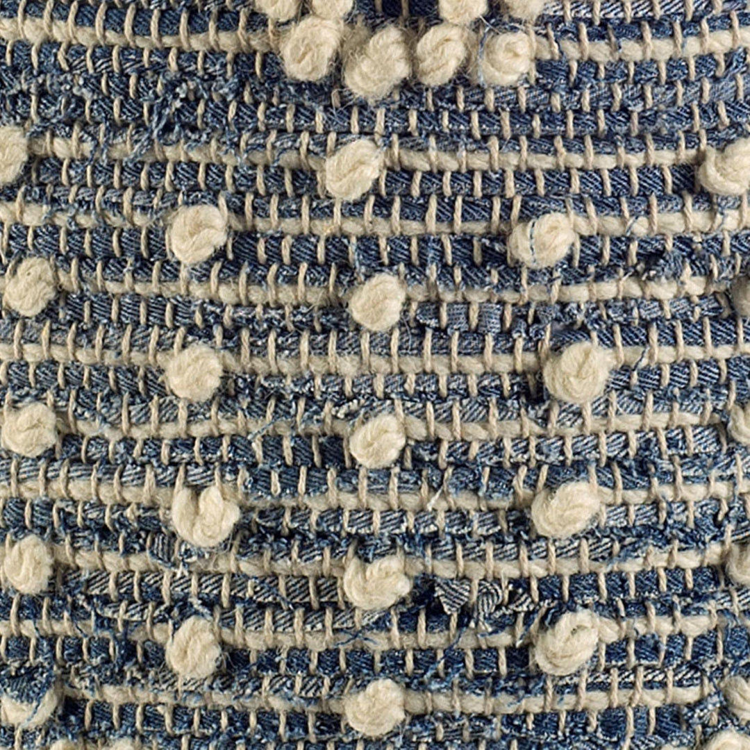 Mercana Handwoven Wool Square Rofi Denim Poufs 16" x 16" x 16" Blue/Ivory